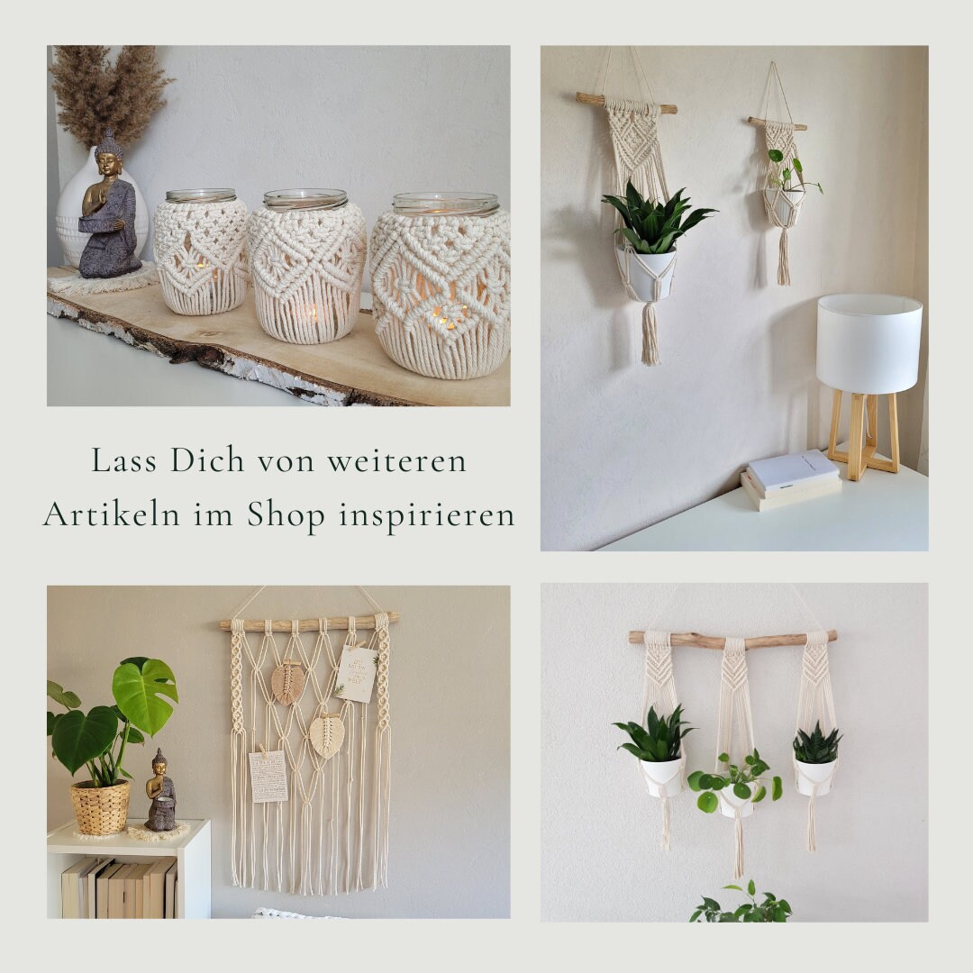 Makramee Blumenampel Aus Baumwolle – Blumentopf-Aufhänger, 100 Cm Lang, Für Innen & Außen, Boho-Deko, Weiß