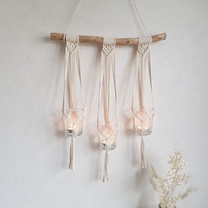 Hanging macrame lantern in boho style