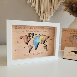 Geldgeschenk zum Geburtstag I Geldgeschenk im Bilderrahmen I Geldgeschenk Reise I Geldgeschenk Weltkarte I personalisierte Geschenke


Du suchst nach dem idealen Geldgeschenk für alle, die gerne reisen? Dann ist mein Geldgeschenk im Bilderrahmen mit persönlicher Gravur genau das richtige für dich und garantiert eine Überraschung für jeden Beschenkten!