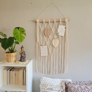 Makramee Fotowand / Fotohalter im Boho Stil / Wandbehang / Wanddeko Hippie / Makramee Leaf
