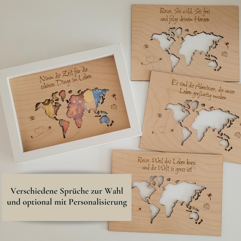 Geldgeschenk zum Geburtstag I Geldgeschenk im Bilderrahmen I Geldgeschenk Reise I Geldgeschenk Weltkarte I personalisierte Geschenke