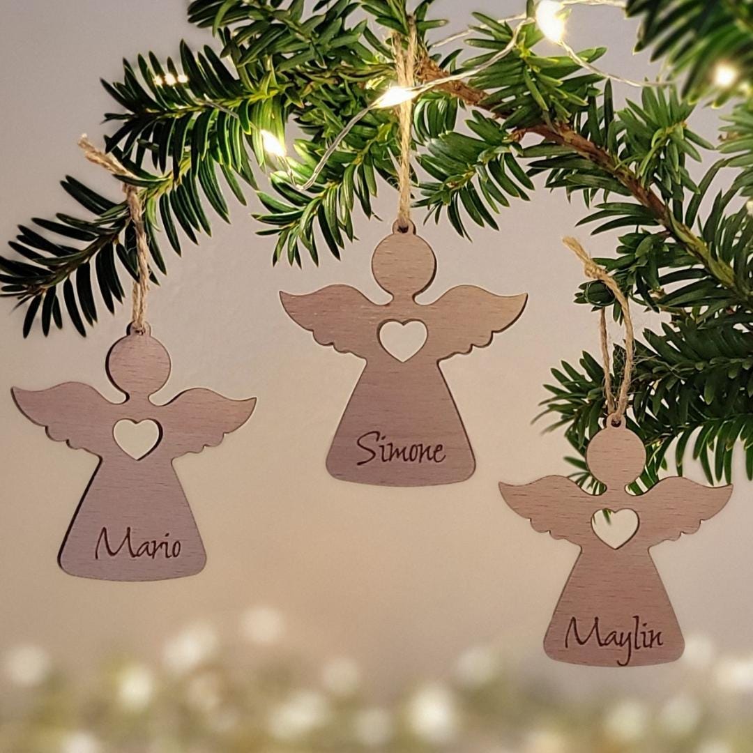 25 Holzengel Als Weihnachtsbaumschmuck – Unlackiert, Ca. 9,7 Cm Hoch, Aus Lasergeschnittenem Sperrholz