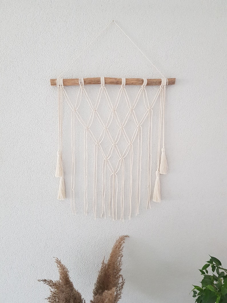Polegas Makramee Fotowand Set - 2 Stück Mit 60 Holzclips, 68x40cm, Boho Deko Für Wohnzimmer, Schlafzimmer