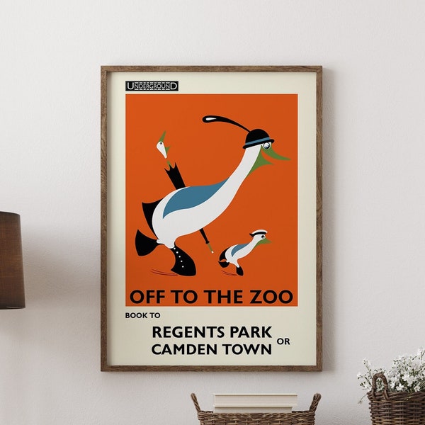 Off to the zoo - Reginal Rigby London Underground - reproduction vintage print