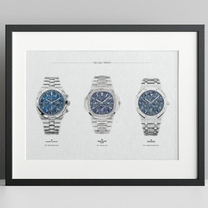 Holy trinity of watches - Series 1.0 - Audemars Piguet, Vacheron Constantin, and Patek Philippe - digitally created technical drawing