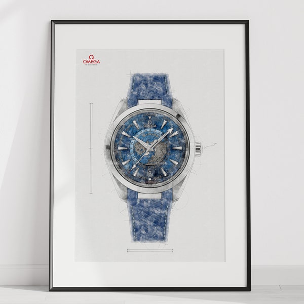 Omega Seamaster Aqua Terra World Timer. Ref. 220.12.43.22.03.001 - digitally created technical watch print