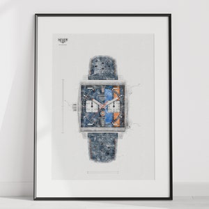 HEUER Monaco Gulf Calibre 11, Ref. CAW211R.FC6401 - digitally created technical watch print