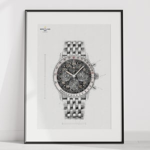 Breitling Navitimer B02 Cosmonaute Ref. PB02301A1B1P1 - digitally created technical watch print