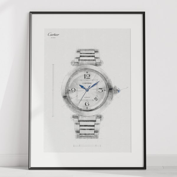 Cartier Pasha, Ref. WSPA0013 - digitally created technical drawing