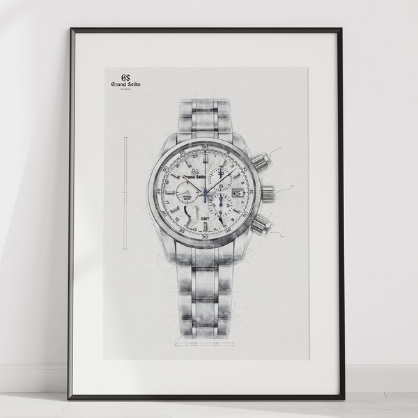 Grand Seiko Chronograph 15th Anniversary Limited Edition, Ref. SBGC247G - digitally created technical drawing