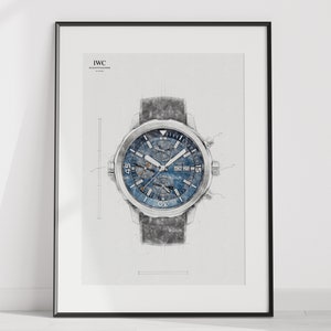 IWC Aquatimer Chronograph, "Jacques Yves Custeau", Ref. IW376805 - Digital erstellter technischer Uhrendruck