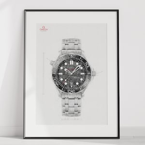 Omega Seamaster Taucher 300m, Ref. 210.30.42.20.01.001 - digital erstellte technische Uhrenzeichnung