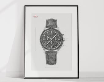 Omega Speedmaster Moonwatch co-axial master chronometer, Ref. 310.32.42.50.01.002 - digitally created technical watch drawing