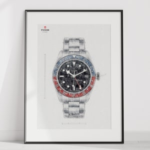 Tudor Black Bay GMT, Ref. M79830RB-0001 - digitally created technical drawing