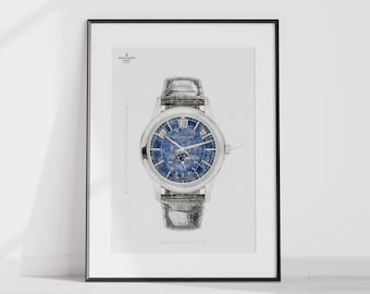 Patek Philippe komplikationer månfas, Ref. 5205G-013 - digitalt skapat tekniskt klocktryck