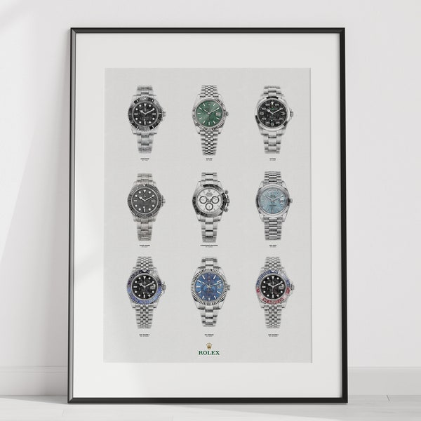Collage de relojes Rolex 2023: dibujo técnico creado digitalmente