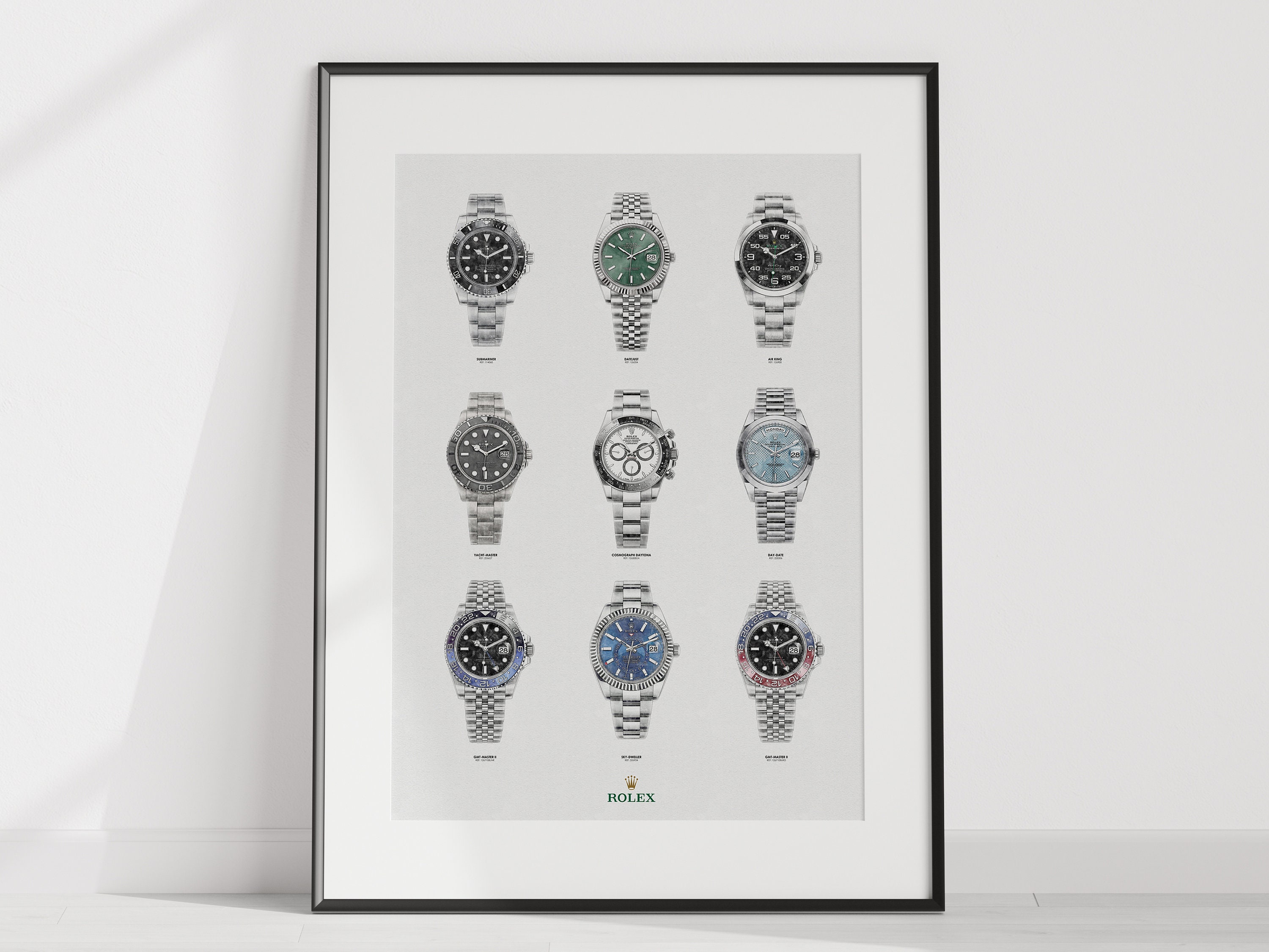 Collage di orologi Rolex 2023 - disegno tecnico creato digitalmente
