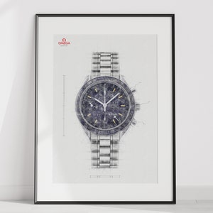 Omega Speedmaster mk40, Ref. 3520.50.00 - digitally created technical drawing