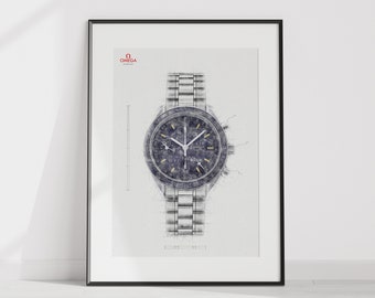Omega Speedmaster mk40, Ref. 3520.50.00 - digitally created technical drawing