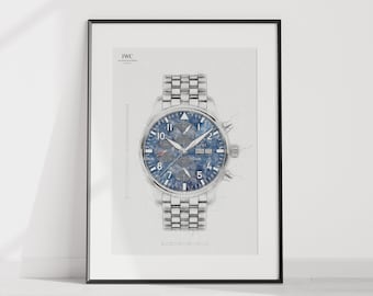 IWC Pilot's Watch Chronograph "Le Petit Prince", Ref. IW377719 - Digitally created technical drawing