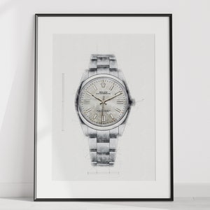 Rolex Oyster Perpetual Ref. 124300 - digitally created technical watch print