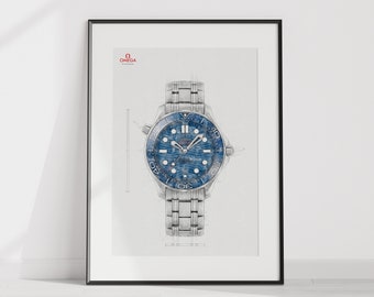 Omega Seamaster, Ref. 210.30.42.20.03.001 - digitally created technical watch drawing