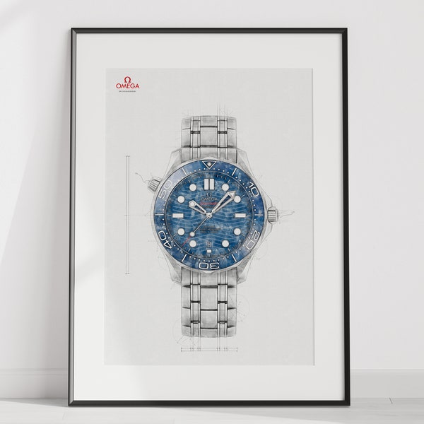 Omega Seamaster, Ref. 210.30.42.20.03.001 - digitally created technical watch drawing
