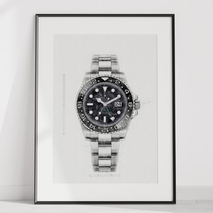 Rolex GMT Master II Ref. 116710LN - digitally created technical drawing