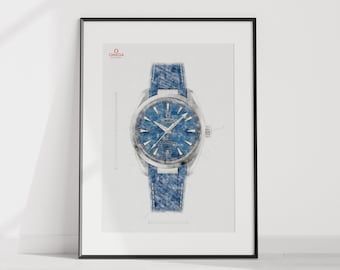 Omega Seamaster Aqua Terra. Ref. 220.12.38.20.03.001 - digitally created technical watch print
