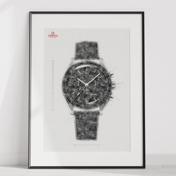 Omega Speedmaster Moonwatch co-axial master chronometer, Ref. 310.32.42.50.01.001 - digitally created technical watch drawing