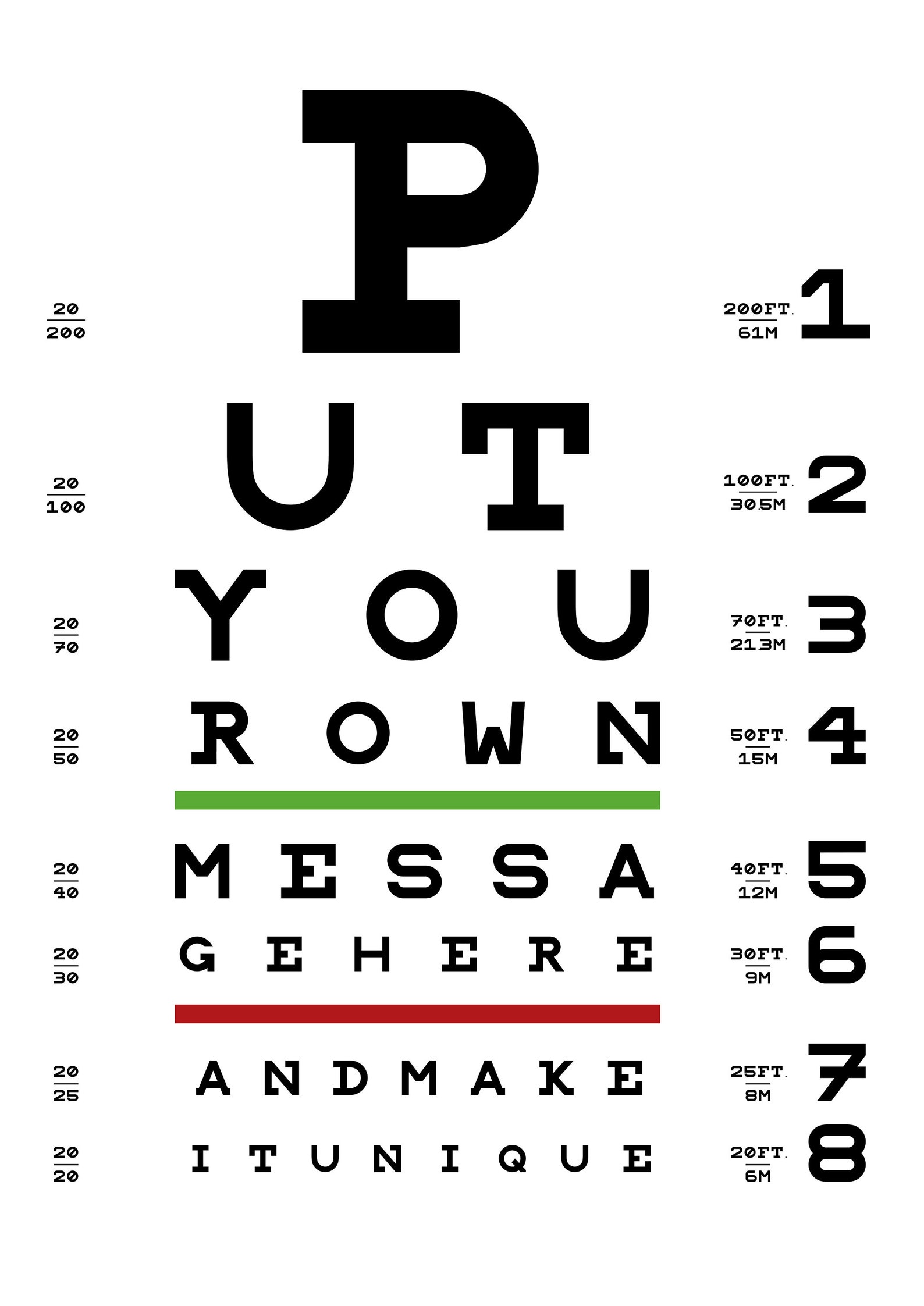 Custom Snellen Chart Personalised Eye Test Print Etsy UK