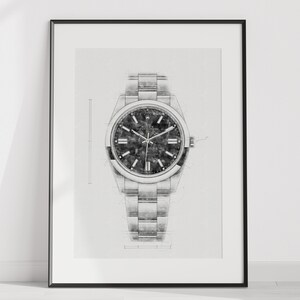 Rolex Oyster Perpetual Ref. 124300 - digitally created technical watch print