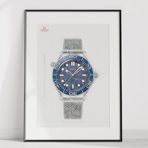 Omega Seamaster James Bond 60th anniversary edition, Ref. 210.30.42.20.03.002 - digitally created technical drawing