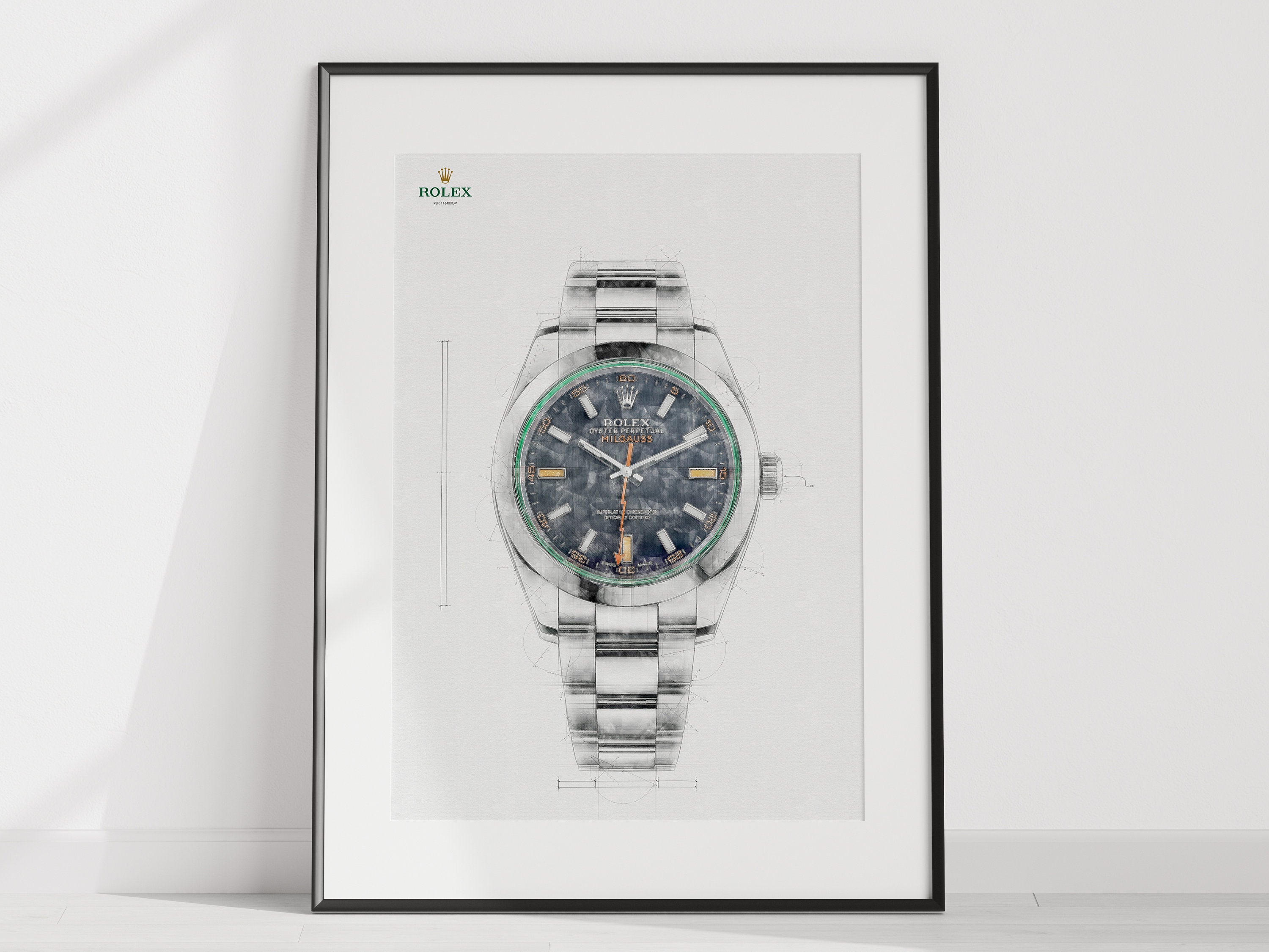 Rolex Milgauss 116400GV Digitally Created Technical Watch Print Etsy