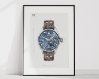 IWC Big Pilot's Watch 'Le Petit Prince', Ref. IW501002 - Digitally created technical drawing