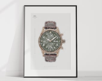 IWC Pilot's watch chronograph Spitfire, Ref. IW387902 - Digitally created technical drawing