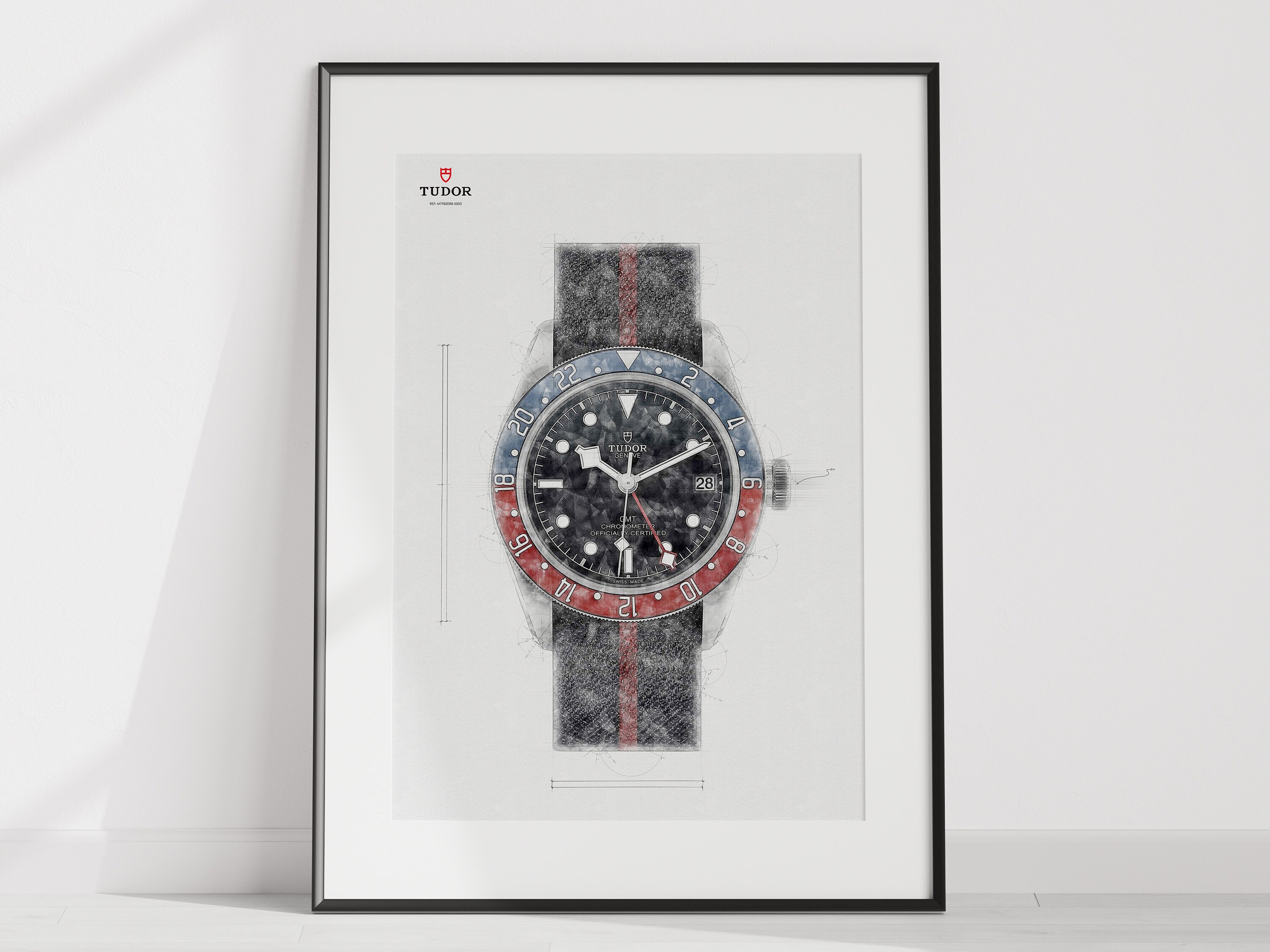 Tudor Black Bay GMT, Ref. M79830RB-0003  - digitally created technical drawing