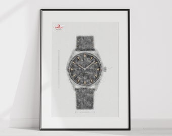 Omega Seamaster Railmaster co-axial, Ref. 220.12.40.20.03.001 - digitally created technical watch drawing