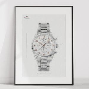 TAG Heuer Carrera Calibre 16 CV2A1AC.BA0738 - digitally created technical watch print