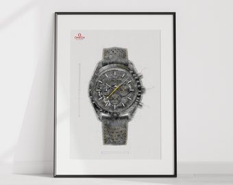 Omega Speedmaster 'Dark side of the moon', Ref. 311.92.44.30.01.001 - digitally created technical drawing