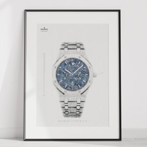 Audemars Piguet Royal Oak evighetskalender ultratunn Ref. 26586IP.OO.1240IP.01 - digitalt skapat tekniskt klocktryck