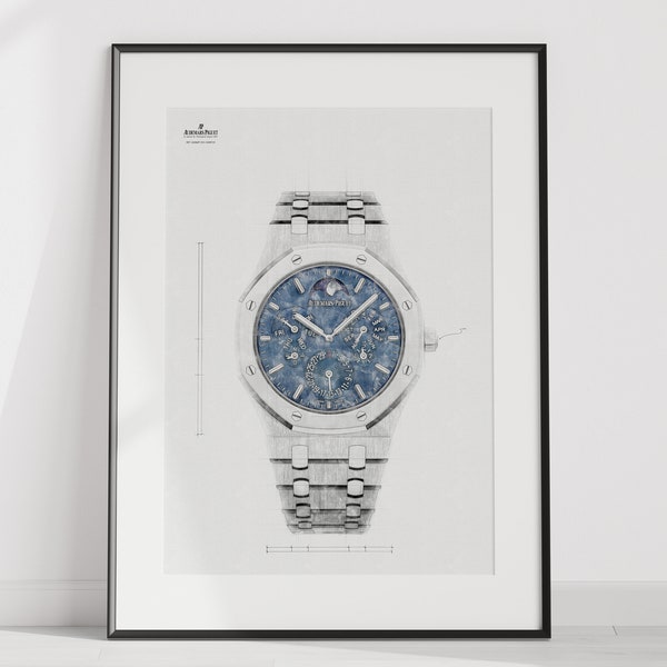 Audemars Piguet Royal Oak perpetual calendar ultra thin Ref. 26586IP.OO.1240IP.01 - digitally created technical watch print