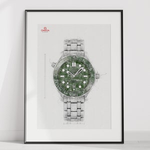 Omega Seamaster diver 300m, Ref. 210.30.42.20.10.001 - digitally created technical watch drawing
