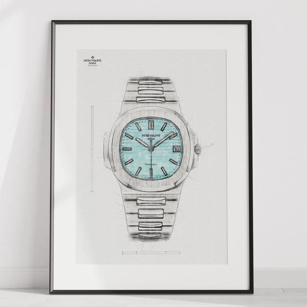 Patek Philippe Nautilus 5711/1A-018 Tiffany & Co. - digitally created technical drawing