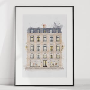 Chanel - Chanel fashion store façade poster - high-resolution digital watercolour
