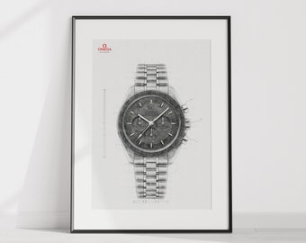 Omega Speedmaster, Ref. 310.30.42.50.01.002 - digitally created technical drawing