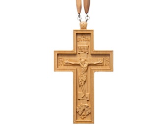 5" Pectoral Cross Proto-Priestly Christian Cross For Priest Religious Gifts Wood Carved Crucifix Gift For Bishops #1 Soul Believe Pray