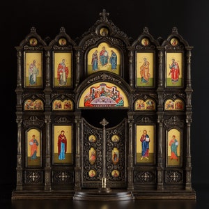 23" Home Iconostasis Renaissance Style Wall-Mounted And Table-Top Prayer Corner Home Oratory Religious Wooden Icon Gift Saints Home Blessing