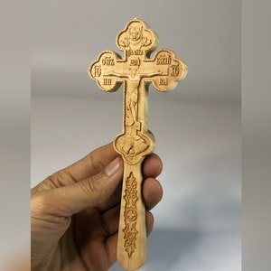 7" Altar Hand Blessing Cross #1 Wooden Carved Christian Cross For Bishops Religious Gifts Wood Carved Crucifix Gift For Bishops