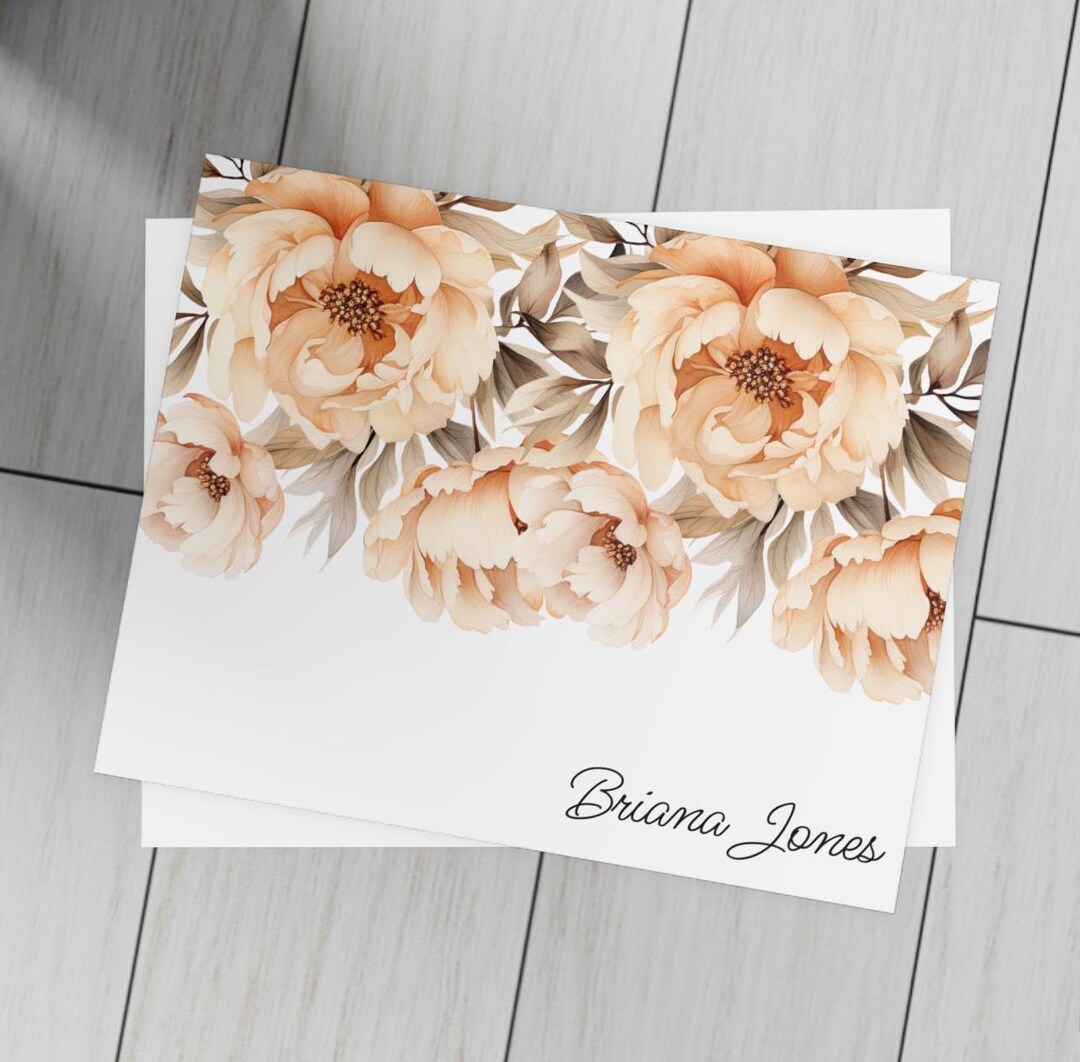 Personalized Stationery Set Note Card Peony Flower Stationary Notecards ...